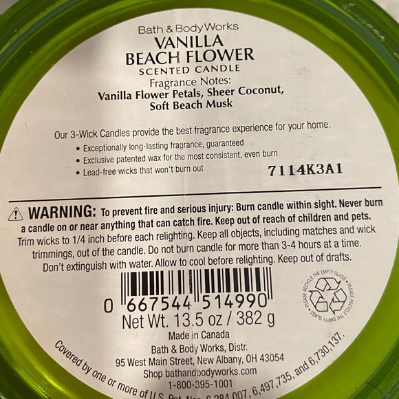 NWT BBB Vanilla Beach Flower 3-Wick Candle - Picture 3 of 3